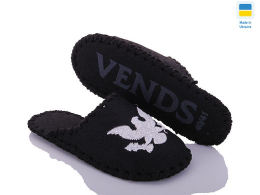 Men's felt slippers 330 black, 42/43, Economy, VENDS, Male, Felt, Demi, Close