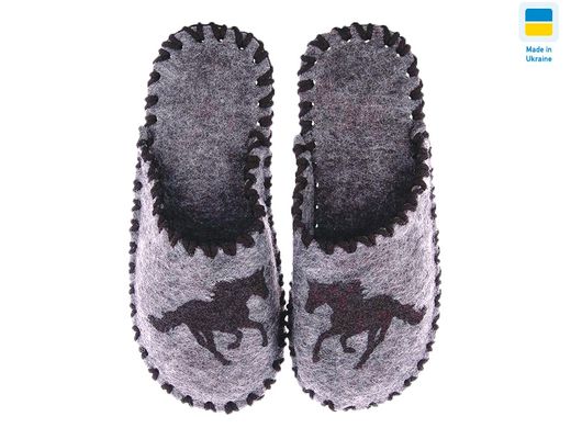 Men's felt slippers 346 gray, 36/37, Economy, VENDS, Male, Felt, Demi, Close, Horses